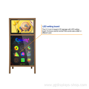 21.5" standing lcd signage with led writting board